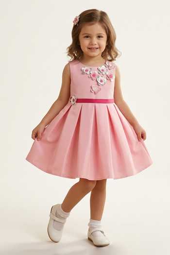A Little Fable Pink Glazed Flower Dress 
