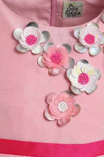 Buy A Little Fable Pink Polyester Glazed Flower Dress Online at Aza Fashions Buy_A Little Fable_Pink Polyester Glazed Flower Dress _Online_at_Aza_Fashions