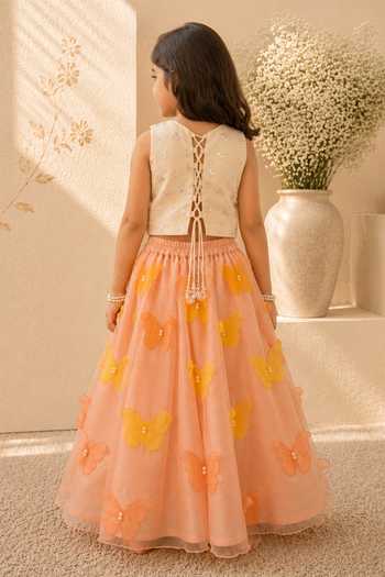 LA Dee DA Flutterby Sequin Crop Top & 3D Butterfly Lehenga Set 