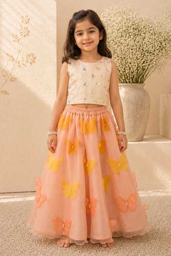 LA Dee DA Flutterby Sequin Crop Top & 3D Butterfly Lehenga Set 