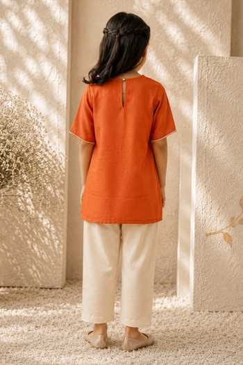 LA Dee DA Vasant Bird & Garden Embroidered Kurta With Pant 