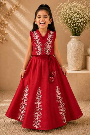 LA Dee DA Palash Pearl Embroidered Blouse & Lehenga Set 