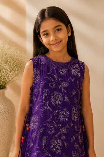 LA Dee DA Purple Silk, Organza, Bemberg Valli Zari Embroidered Kurta And Lehenga Set Online at Aza Fashions LA Dee DA_Purple Silk, Organza, Bemberg Valli Zari Embroidered Kurta And Lehenga Set _Online_at_Aza_Fashions