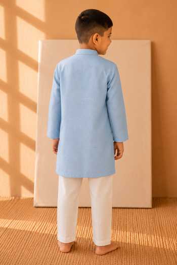 LA Dee DA Oceane Wave & Fish Embroidered Kurta Set 