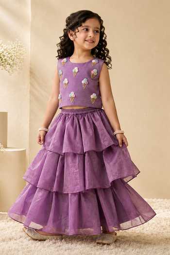 LA Dee DA Tutti Frutti Ice Cream Embroidered Blouse & Lehenga Set 