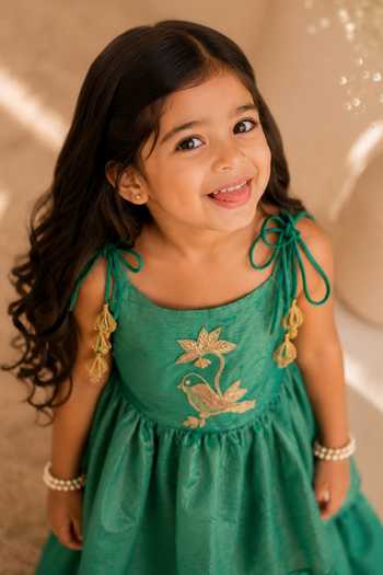 LA Dee DA Green Silk, Tissue, Bemberg Chiria Embroidered Kurta And Sharara Set Online at Aza Fashions LA Dee DA_Green Silk, Tissue, Bemberg Chiria Embroidered Kurta And Sharara Set _Online_at_Aza_Fashions