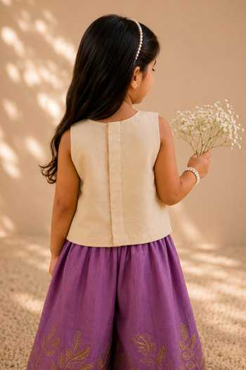 LA Dee DA Lilas Embroidered Crop Top & Palazzo Set 