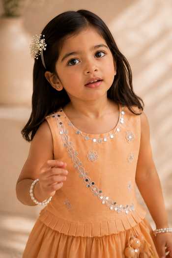 LA Dee DA Peach Silk, Bemberg Solis Embroidered Blouse And Lehenga Set Online at Aza Fashions LA Dee DA_Peach Silk, Bemberg Solis Embroidered Blouse And Lehenga Set _Online_at_Aza_Fashions