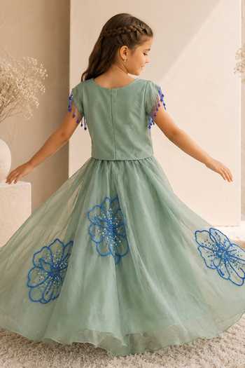 LA Dee DA Fern Embroidered Blouse & Lehenga Set 