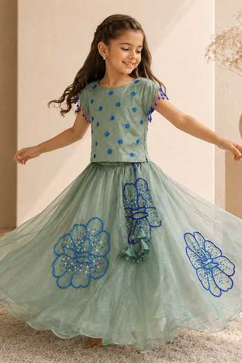 LA Dee DA Fern Embroidered Blouse & Lehenga Set 