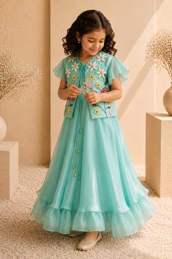 LA Dee DA Meadow Embroidered Jacket & Anarkali Set 