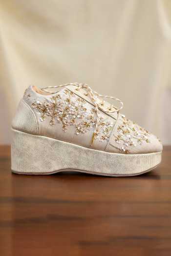 Around Always Ivory Serene Sequin Embellishment Sneaker Wedges Online at Aza Fashions Around Always_Ivory Serene Sequin Embellishment Sneaker Wedges _Online_at_Aza_Fashions