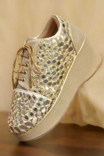 Around Always Aaina Mirrorwork Sneaker Wedges 