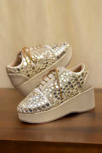 Around Always Aaina Mirrorwork Sneaker Wedges 