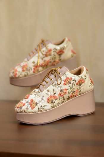 Around Always Joshika 3D Floral Embroidered Sneaker Wedges