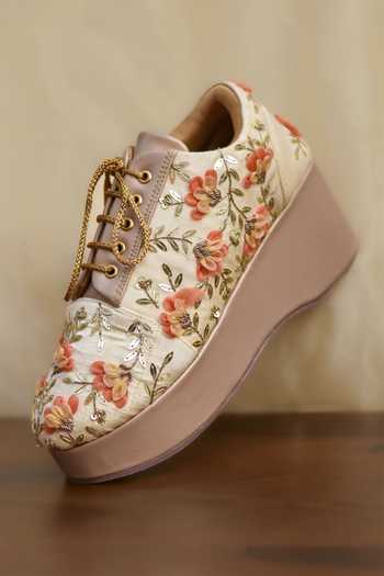 Around Always Joshika 3D Floral Embroidered Sneaker Wedges