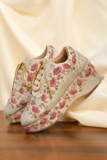 Around Always Daisy Embroidered Wedge Sneakers