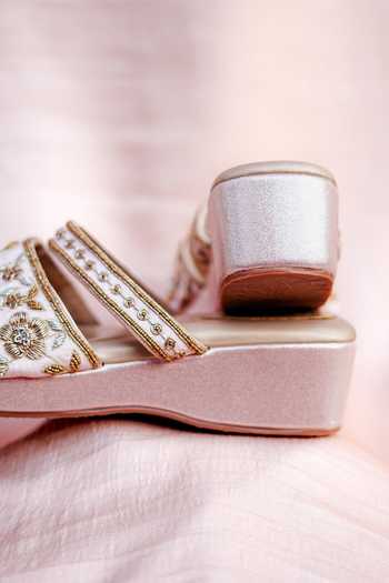 Buy Around Always Peach Yamini Embroidered Wedges Online at Aza Fashions Buy_Around Always_Peach Yamini Embroidered Wedges _Online_at_Aza_Fashions