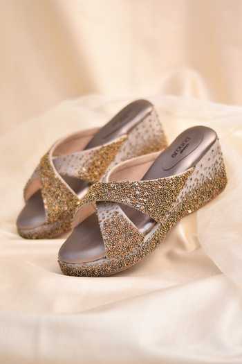 Around Always Vogue Embellished Cushioned Wedges