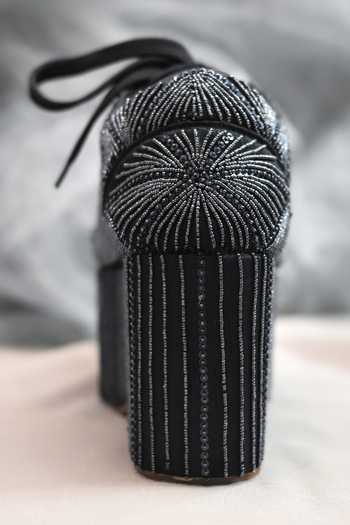 Buy_Around Always_Black Nazar Metallic Embellished Platform Sneakers _Online_at_Aza_Fashions