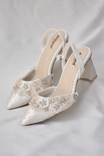 Around Always Bliss Floral Applique Work Heels
