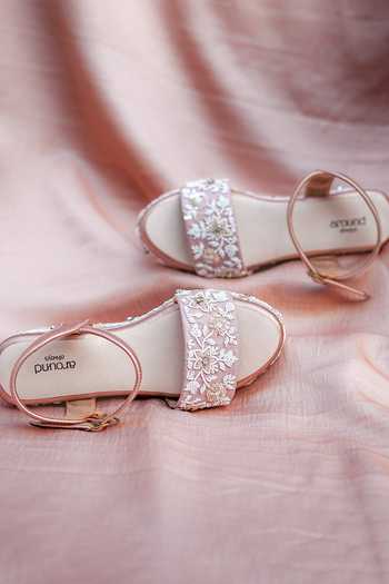 Buy Around Always Peach Savera Rose Gold Sandals Online at Aza Fashions Buy_Around Always_Peach Savera Rose Gold Sandals _Online_at_Aza_Fashions