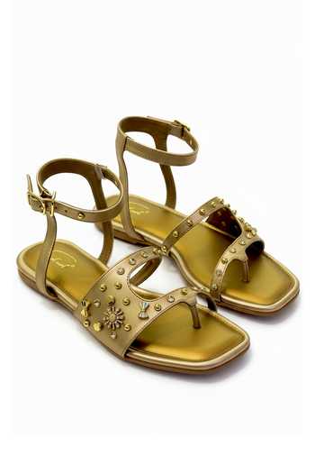 Soleart Gold Helen Studded Vegan Leather Ankle Strap Sandals Online at Aza Fashions Soleart_Gold Helen Studded Vegan Leather Ankle Strap Sandals _Online_at_Aza_Fashions