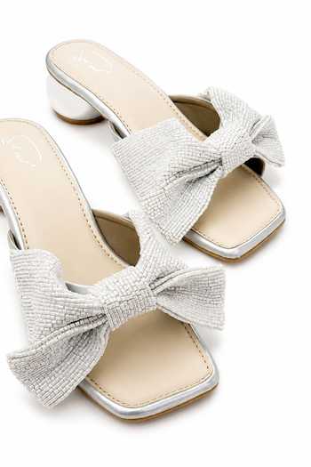 Buy Soleart White Fairy Toe Silver Vegan Leather Heels Online at Aza Fashions Buy_Soleart_White Fairy Toe Silver Vegan Leather Heels _Online_at_Aza_Fashions
