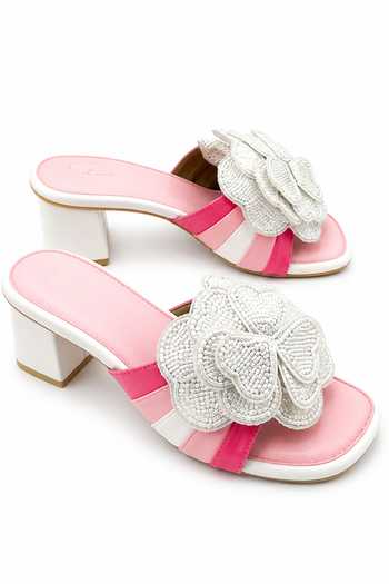 Buy Soleart Pink Rosa Vegan Leather Beaded Floral Heels Online at Aza Fashions Buy_Soleart_Pink Rosa Vegan Leather Beaded Floral Heels _Online_at_Aza_Fashions