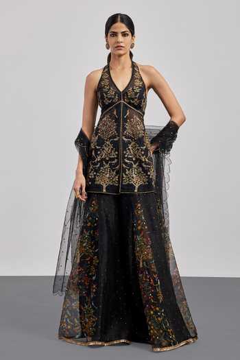 RI.Ritu Kumar Bird Embroidered Kurta Gharara Set 