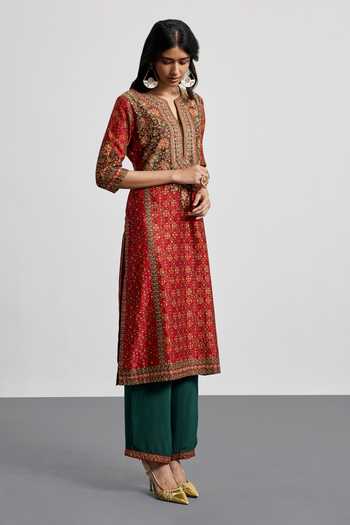 Buy RI.Ritu Kumar Burgundy Silk, Chanderi, Cotton, Crepe, Viscose, Rayon, Bagh Print Kurta Set Online at Aza Fashions Buy_RI.Ritu Kumar_Burgundy Silk, Chanderi, Cotton, Crepe, Viscose, Rayon, Bagh Print Kurta Set _Online_at_Aza_Fashions