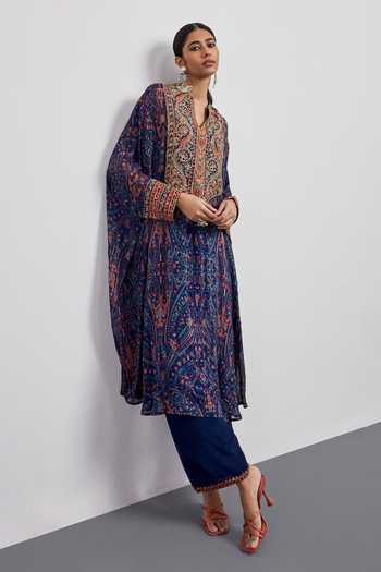 Buy RI.Ritu Kumar Blue Viscose, Chinon, Lycra, Jersey, Rayon, Crepe Printed Kaftan And Pant Set Online at Aza Fashions Buy_RI.Ritu Kumar_Blue Viscose, Chinon, Lycra, Jersey, Rayon, Crepe Printed Kaftan And Pant Set _Online_at_Aza_Fashions