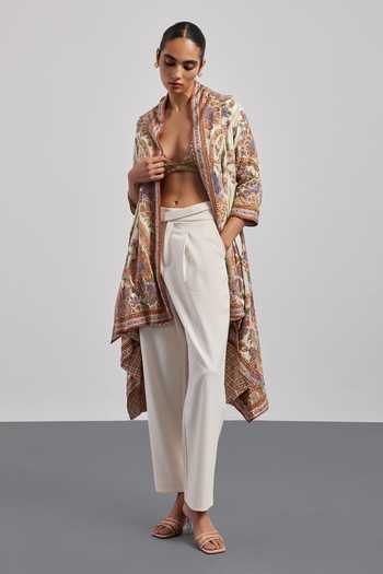 RI.Ritu Kumar Multi Color Silk Satin Shawl Neck Ecru Megha Jacket Online at Aza Fashions RI.Ritu Kumar_Multi Color Silk Satin Shawl Neck Ecru Megha Jacket _Online_at_Aza_Fashions