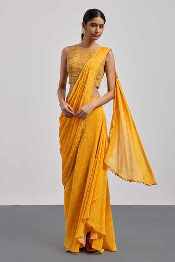 RI.Ritu Kumar Bougainvilla Pre-Draped Saree With Blouse 