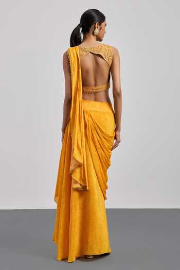 RI.Ritu Kumar Bougainvilla Pre-Draped Saree With Blouse 