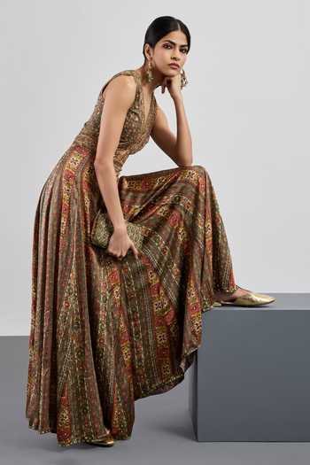 Buy RI.Ritu Kumar Multi Color Viscose, Satin V-neck Printed Jumpsuit Online at Aza Fashions Buy_RI.Ritu Kumar_Multi Color Viscose, Satin V-neck Printed Jumpsuit _Online_at_Aza_Fashions
