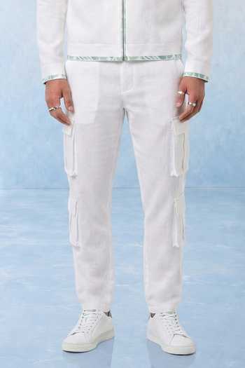 Bubber Couture Off White Linen Aeris Classic Cargo Pant Online at Aza Fashions Bubber Couture_Off White Linen Aeris Classic Cargo Pant _Online_at_Aza_Fashions