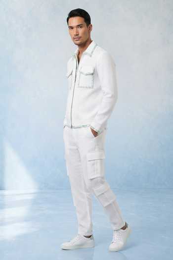 Buy Bubber Couture Off White Linen Aeris Classic Cargo Pant Online at Aza Fashions Buy_Bubber Couture_Off White Linen Aeris Classic Cargo Pant _Online_at_Aza_Fashions