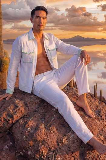 Shop Bubber Couture Off White Linen Aeris Classic Cargo Pant Online at Aza Fashions Shop_Bubber Couture_Off White Linen Aeris Classic Cargo Pant _Online_at_Aza_Fashions