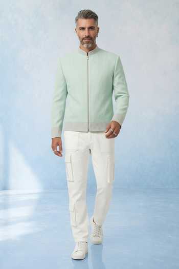Bubber Couture_Green Cotton Ziro Bomber Jacket _Online_at_Aza_Fashions