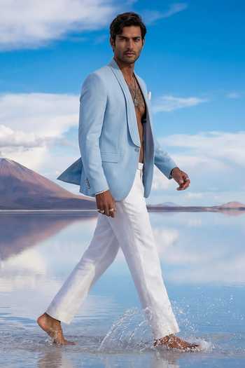 Shop Bubber Couture Off White Wool Kiro Classic Trouser Online at Aza Fashions Shop_Bubber Couture_Off White Wool Kiro Classic Trouser _Online_at_Aza_Fashions