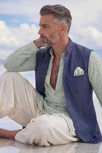 Buy Bubber Couture Blue Denim Bosco Nehru Jacket Online at Aza Fashions Buy_Bubber Couture_Blue Denim Bosco Nehru Jacket _Online_at_Aza_Fashions