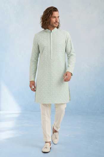 Shop Bubber Couture Green Georgette Aegis Trellis Embroidered Kurta Set Online at Aza Fashions Shop_Bubber Couture_Green Georgette Aegis Trellis Embroidered Kurta Set _Online_at_Aza_Fashions