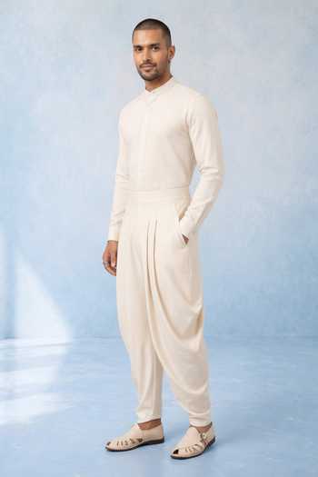 Bubber Couture_Off White Cotton Ciel Dhoti Pant _Online_at_Aza_Fashions