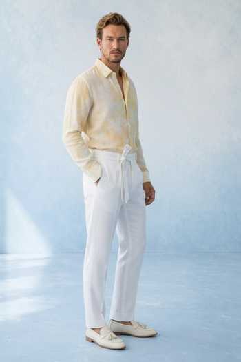 Bubber Couture Yellow Cotton Satin Zyrus Tie Dye Shirt Online at Aza Fashions Bubber Couture_Yellow Cotton Satin Zyrus Tie Dye Shirt _Online_at_Aza_Fashions