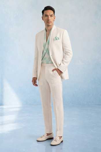 Bubber Couture Off White Wool Altor Trouser Online at Aza Fashions Bubber Couture_Off White Wool Altor Trouser _Online_at_Aza_Fashions