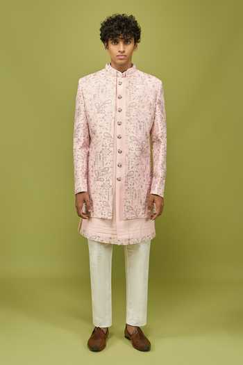 Buy Arihant Rai Sinha Pink Silk, Dupion Sherwani Kurta And Pant Set Online at Aza Fashions Buy_Arihant Rai Sinha_Pink Silk, Dupion Sherwani Kurta And Pant Set _Online_at_Aza_Fashions