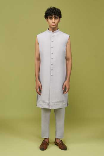 Buy Arihant Rai Sinha Grey Silk, Dupion Pattern Pc Sherwani Set Online at Aza Fashions Buy_Arihant Rai Sinha_Grey Silk, Dupion Pattern Pc Sherwani Set _Online_at_Aza_Fashions