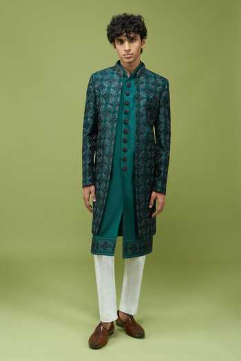 Arihant Rai Sinha Green Silk, Dupion Sherwani Set at Aza Fashions Arihant Rai Sinha_Green Silk, Dupion Sherwani Set _at_Aza_Fashions