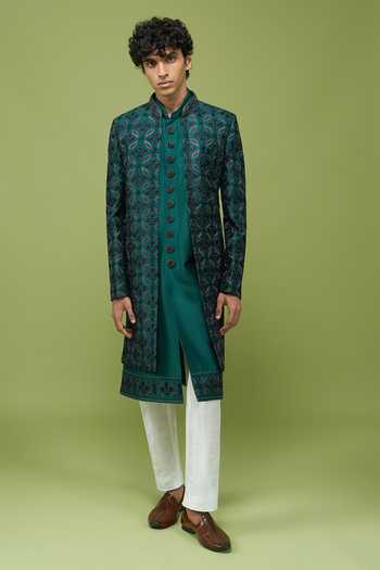 Buy Arihant Rai Sinha Green Silk, Dupion Sherwani Set Buy_Arihant Rai Sinha_Green Silk, Dupion Sherwani Set
